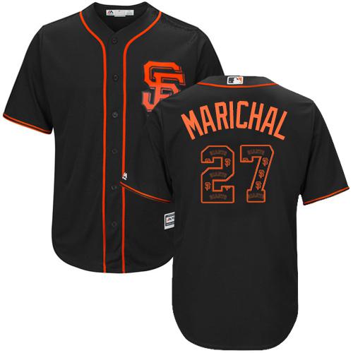 Giants #27 Juan Marichal Black Team Logo Fashion Stitched MLB Jersey